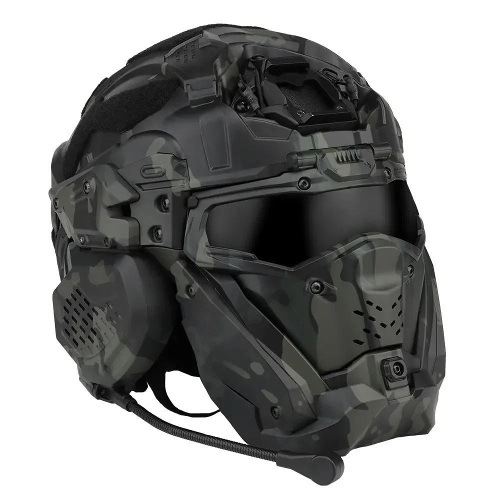 Casque airsoft tactique HL-99 avec masque relevable et ventilation anti-buée