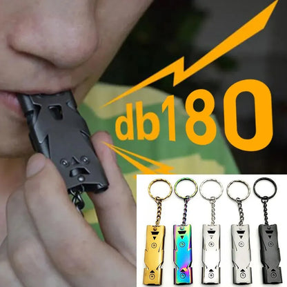 Sifflet de Survie Double Tube 180 dB — Acier Inoxydable Porte-Clés Urgence Outdoor - BLACKBEARD OUTDOOR INDUSTRIES