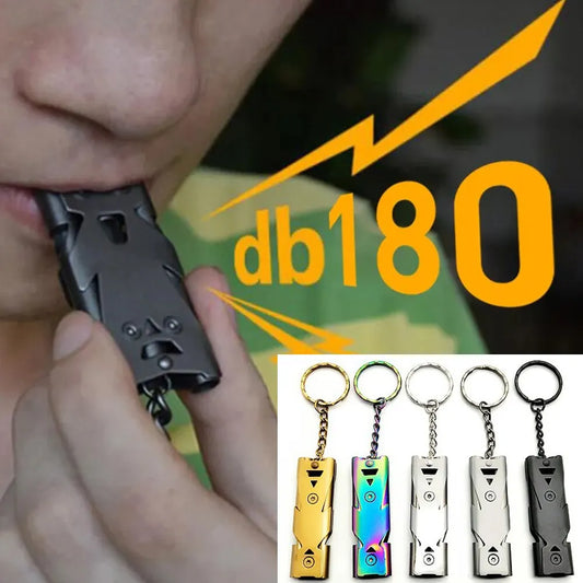 Sifflet de Survie Double Tube 180 dB — Acier Inoxydable Porte-Clés Urgence Outdoor - BLACKBEARD OUTDOOR INDUSTRIES