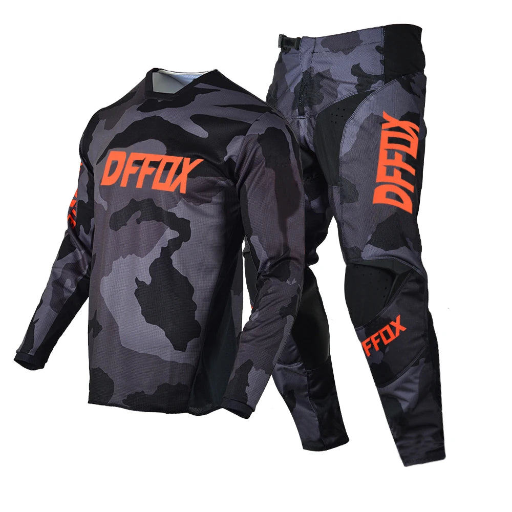 DFFOX Kit Moto MX – Jersey + Pantalon Motocross Enduro DH MTB Offroad – Unisexe S à XXXL