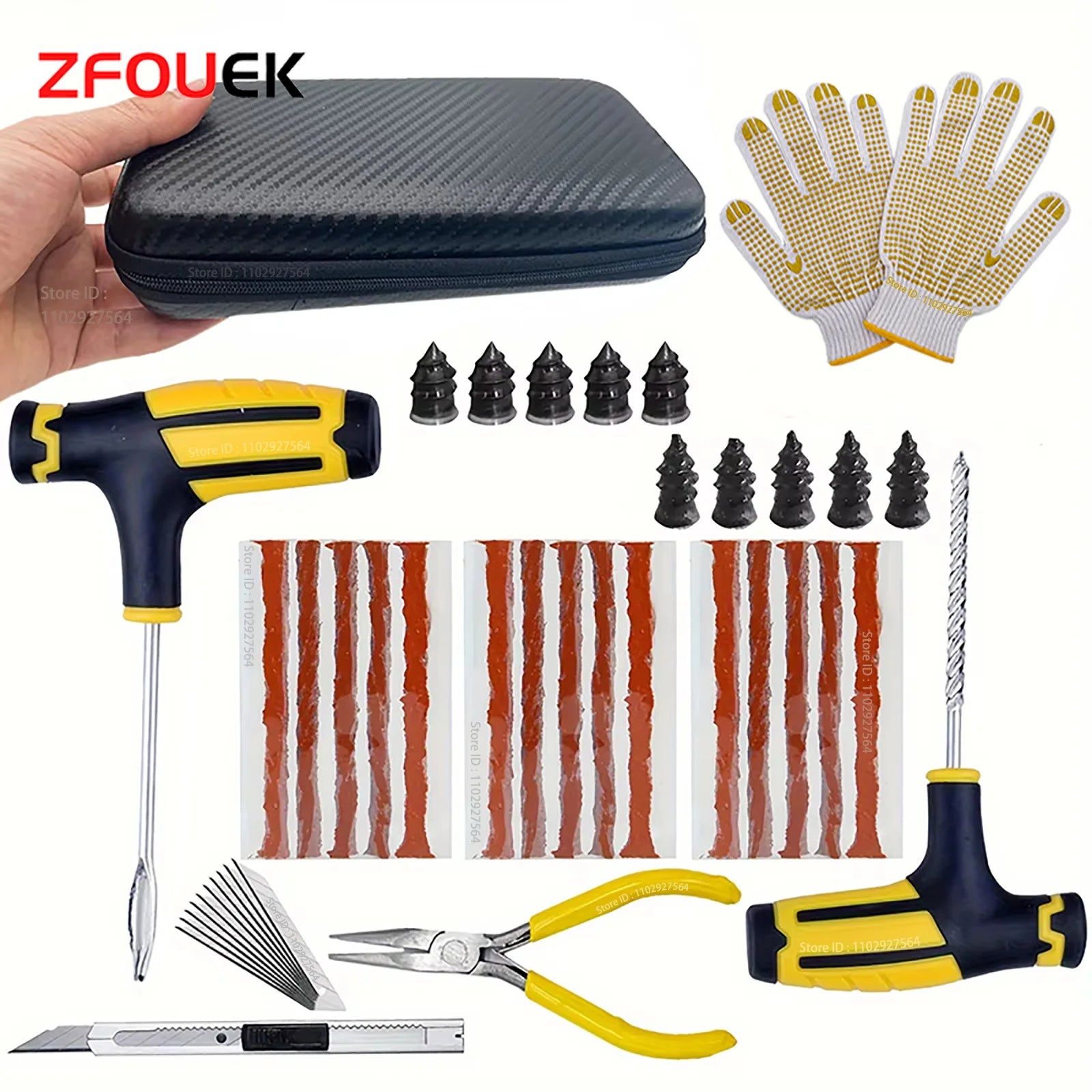 ZFOUEK Kit de Réparation de Pneu Voiture – Kit Complet d'Urgence avec Mèches, Colle, Outils, Boîte de Rangement - BLACKBEARD OUTDOOR INDUSTRIES
