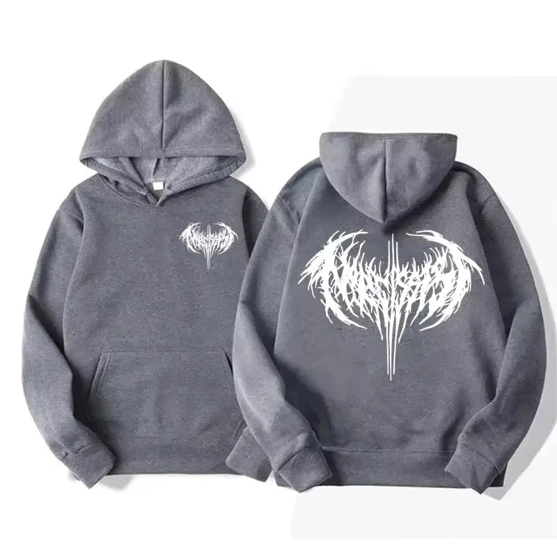 Sweat à capuche gothique femme imprimé, coupe ample