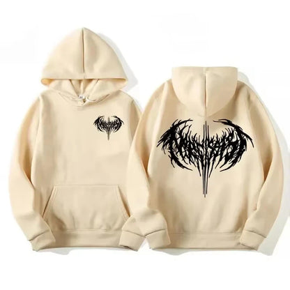 Sweat à capuche gothique femme imprimé, coupe ample