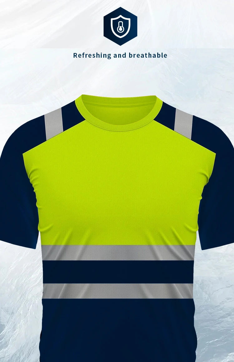 T-shirt de Sécurité Haute Visibilité – Été Respirant & Séchage Rapide Manches Courtes | Tissu Réfléchissant | Polyester Léger | Tailles L à XXXL - BLACKBEARD OUTDOOR INDUSTRIES