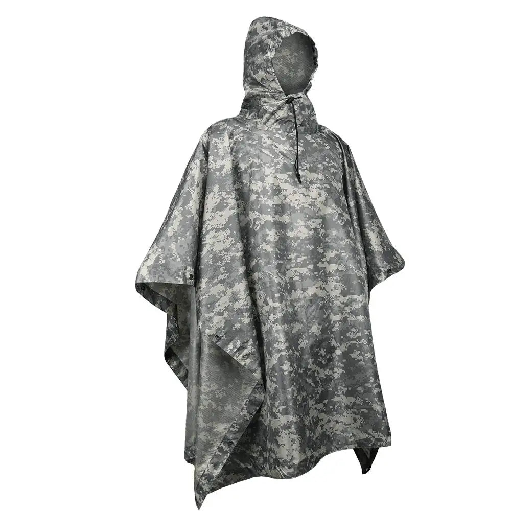 Poncho Pluie Camouflage Tactique Militaire – Imperméable Pliable | Randonnée, Chasse, Airsoft | 9 Coloris