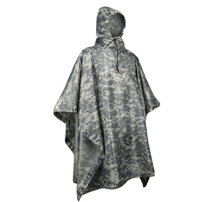 Poncho Pluie Camouflage Tactique Militaire – Imperméable Pliable | Randonnée, Chasse, Airsoft | 9 Coloris