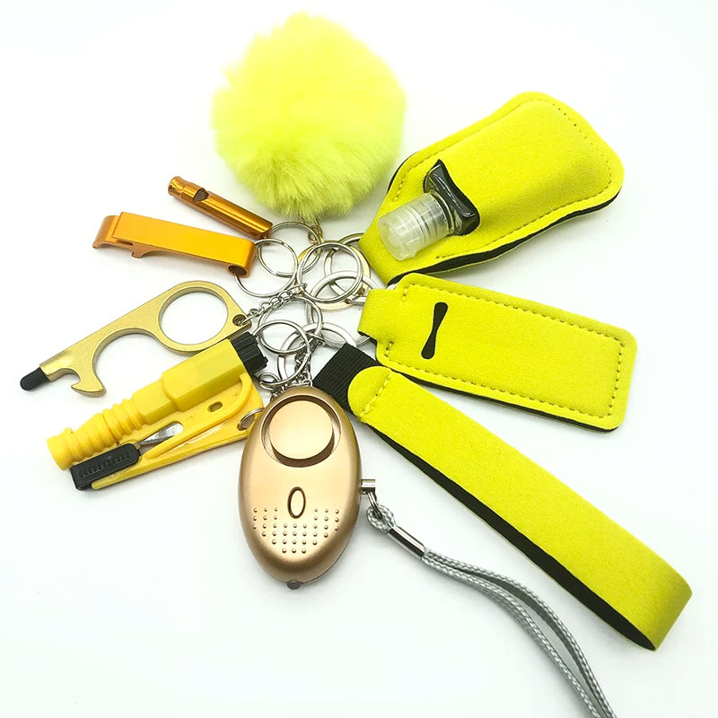 Kit porte-clés de sécurité femme 10 pièces avec dragonne