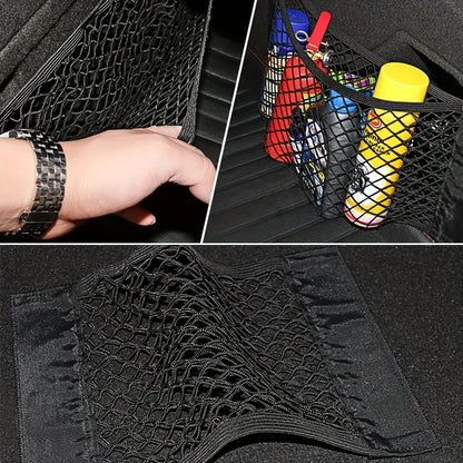 Filet de Rangement Universel Double Maille pour Coffre de Voiture – Anti-Glisse, Fixation Extincteur, Organisation Multi-Usage - BLACKBEARD OUTDOOR INDUSTRIES