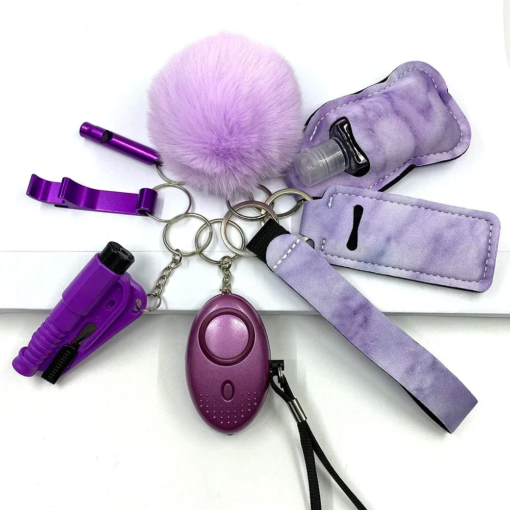 Kit Porte-Clés Défense Personnelle Femme – Alarme Sonore, Bouteille de Voyage, 20 Coloris