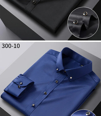 Chemise Homme de Qualité, Manches Longues, Élastique, Confortable et Anti-Retouche – Chemise Business Slim Fit Coréenne BLACKBEARD OUTDOOR INDUSTRIES