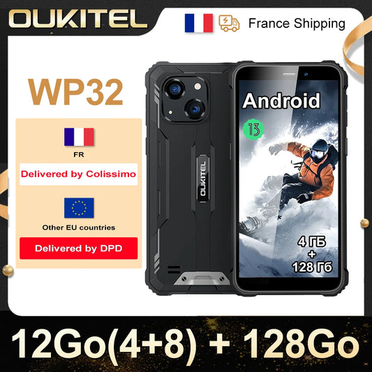OUKITEL WP32 - Smartphone Rugged IP68 12GB (4+8GB extensible) RAM | 128GB ROM | Android 13 | 6.0" HD+ IPS | 6300mAh - BLACKBEARD OUTDOOR INDUSTRIES