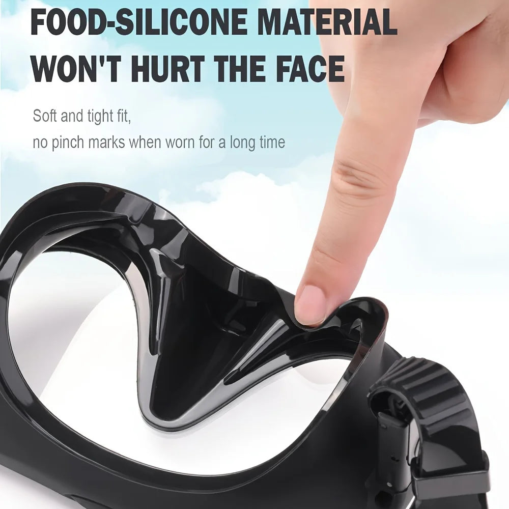 Masque de Plongée Snorkel en Silicone avec Verre Trempé – Large Vue Colorée pour Adultes et Jeunes - BLACKBEARD OUTDOOR INDUSTRIES