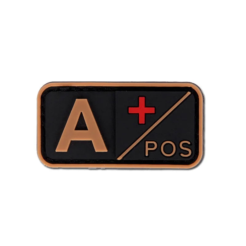 Patch Groupe Sanguin 3D PVC – A B AB O Rh + / - – Écusson Tactique Militaire Hook & Loop 5×2,5 cm - BLACKBEARD OUTDOOR INDUSTRIES