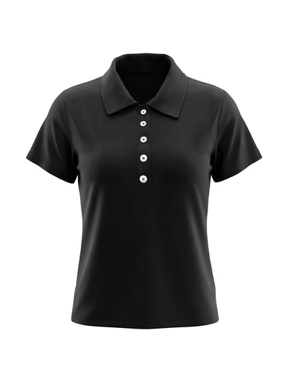 Polo Femme Col Boutonné Manches Courtes – Coupe Slim Stretch, Casual & Chic