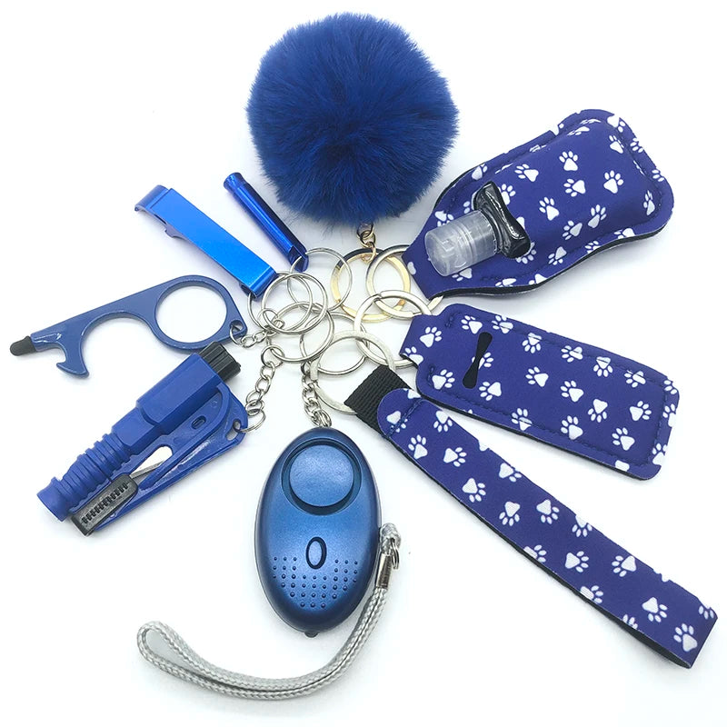 Kit porte-clés de sécurité femme 10 pièces avec dragonne