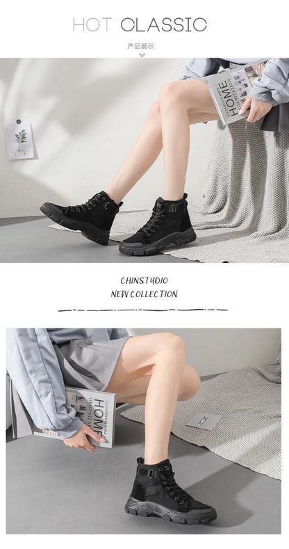 Bottines Femme en Toile – Style Désert & Moto – Hautes, Plates et Tendance – UXST - BLACKBEARD OUTDOOR INDUSTRIES