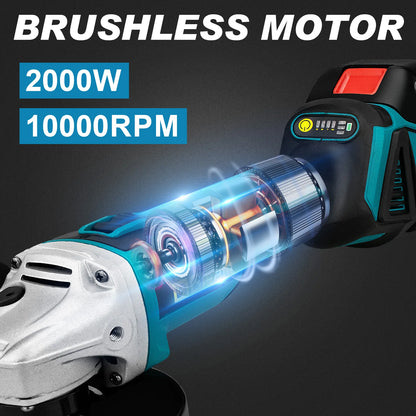 Meuleuse d’Angle Électrique Brushless 125 mm Gisam – Vitesse Variable – Compatible Batterie Makita 18V - BLACKBEARD OUTDOOR INDUSTRIES