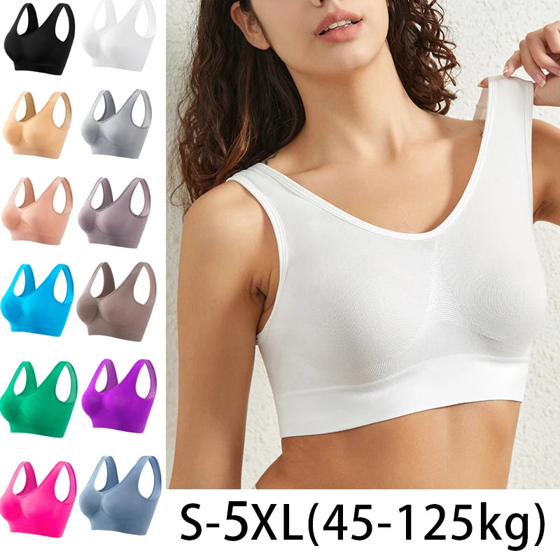 Brassière Sport Femme Sans Armature Grande Taille – Rembourrage Amovible, Sans Couture, Yoga & Running – S à 5XL