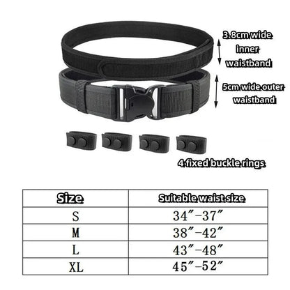 Ceinturon tactique 2 en 1 MOLLE 5 cm, boucle à dégagement rapide, noir