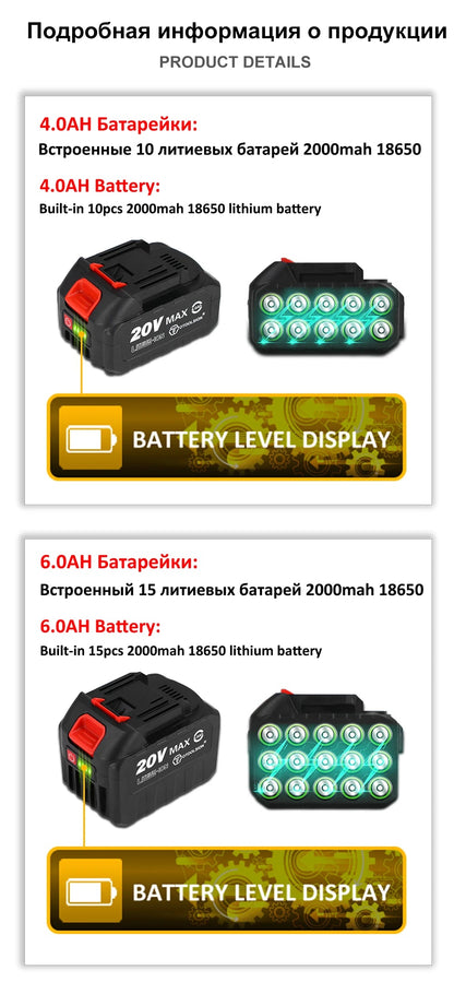 OToolsion 20V 13MM Perceuse sans fil à moteur Brushless – Visseuse à impact pour béton BLACKBEARD OUTDOOR INDUSTRIES