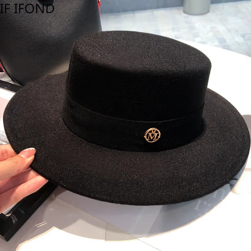 Chapeau fedora femme à bord plat et ruban