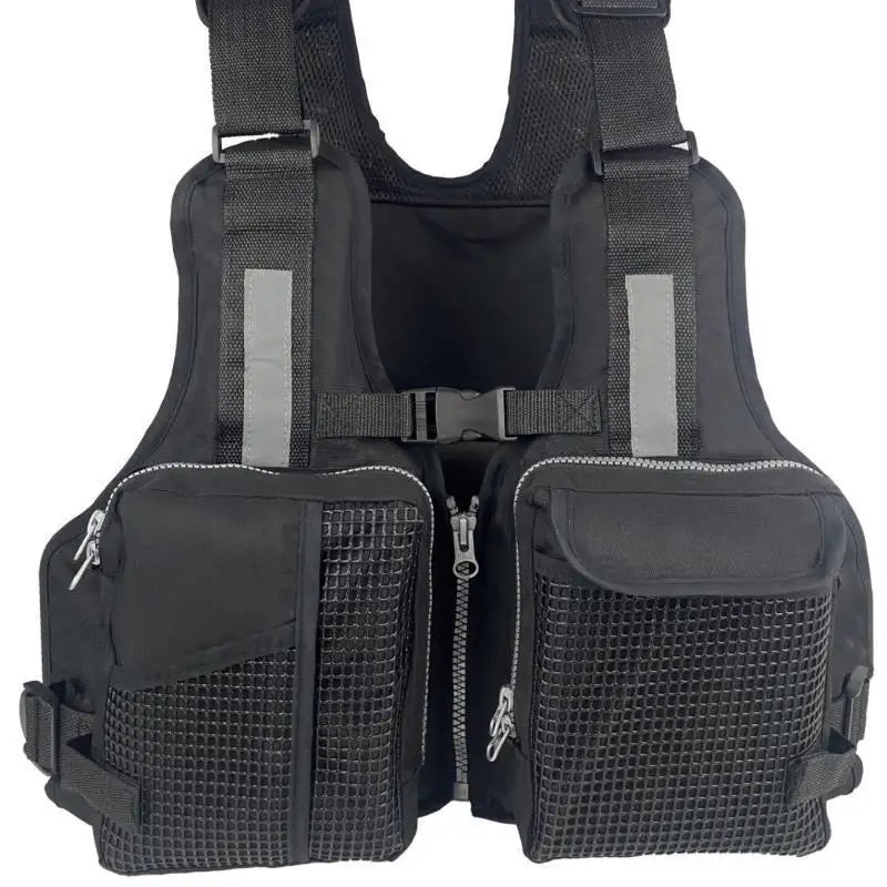 Gilet de pêche multi-poches réglable en polyester
