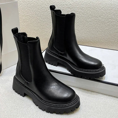 Bottines Femme Semelle Épaisse – Bottes Courtes Imperméables Automne Hiver | Confort & Style