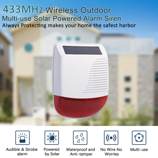 Sirène Solaire Extérieure Sans Fil 433MHz — Alarme Stroboscopique Étanche 110dB - BLACKBEARD OUTDOOR INDUSTRIES