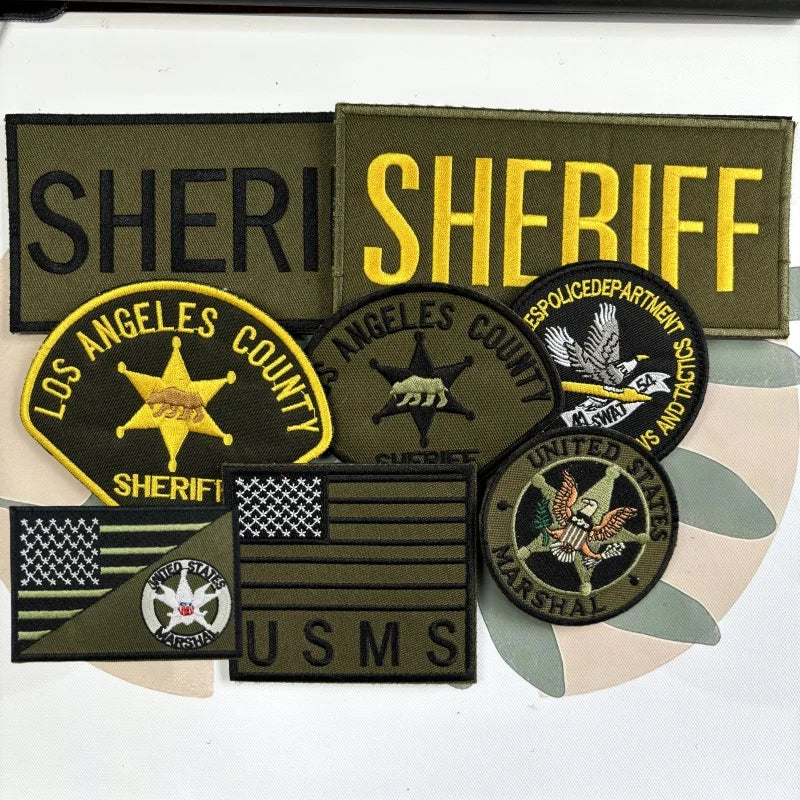 Patch Brodé US Sheriff Hook & Loop – Badge Identification Sécurité Tactique Gilet, 8 Modèles - BLACKBEARD OUTDOOR INDUSTRIES