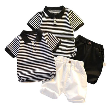 ensemble pour bébé chemise à manche courtes rayées et short uni Ma boutique