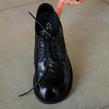 Oxford Femme Cuir Véritable – Lacets Bout Rond Style Britannique