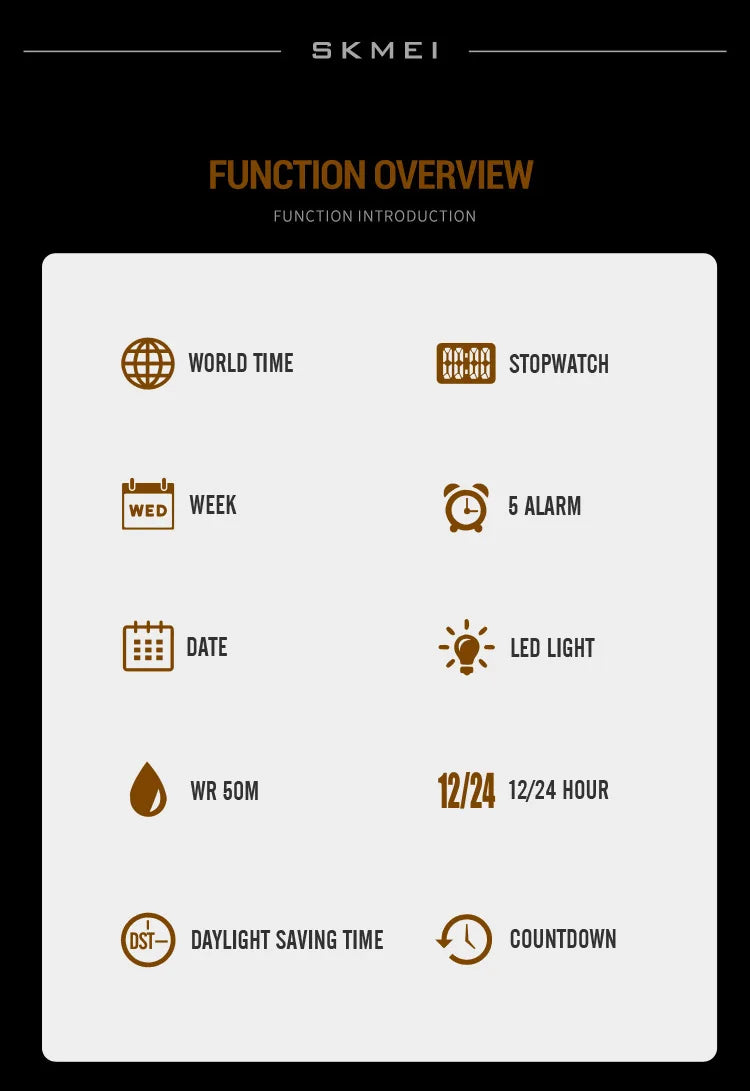 Montre de Sport SKMEI 2091 pour Homme – Montre Numérique Militaire Résistante à l'Eau avec Fonction Compte à Rebours et Date - BLACKBEARD OUTDOOR INDUSTRIES