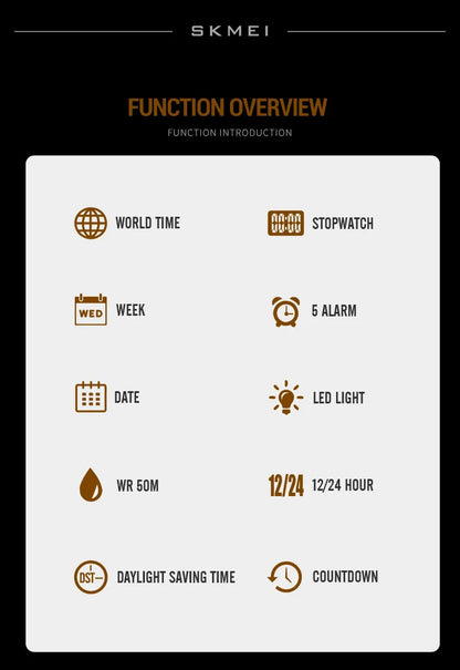 Montre de Sport SKMEI 2091 pour Homme – Montre Numérique Militaire Résistante à l'Eau avec Fonction Compte à Rebours et Date - BLACKBEARD OUTDOOR INDUSTRIES