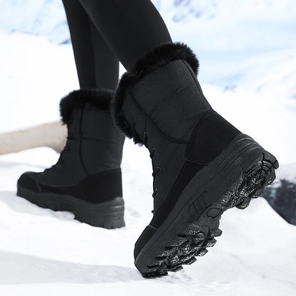 Bottes de neige femme noires à doublure pelucheuse
