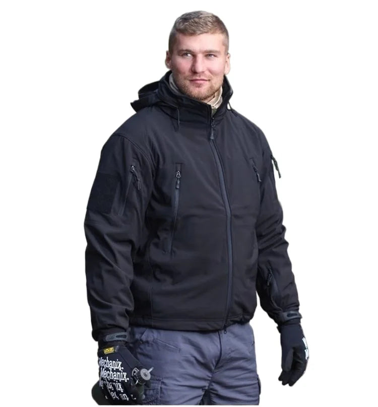 Veste tactique softshell femme à capuche, doublée polaire, camouflage ou unie