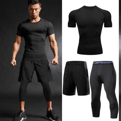 Ensemble sport homme compression, 2, 3 ou 5 pièces