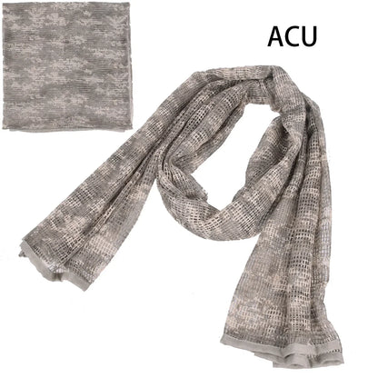 Chèche Tactique Camouflage Filet 190x90cm – Coton/Nylon, Multifonction | Airsoft, Chasse, Randonnée