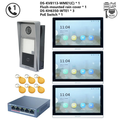Kit Interphone Vidéo IP HIKVISION DS-KV8113-WME1(C) + DS-KH6350-WTE1 + Switch PoE - BLACKBEARD OUTDOOR INDUSTRIES