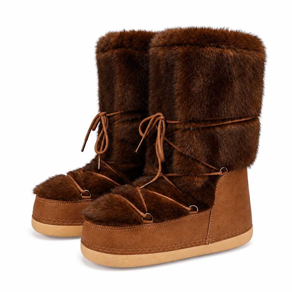 Bottes de neige à fourrure et semelle épaisse