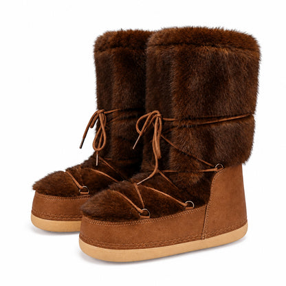 Bottes de neige à fourrure et semelle épaisse