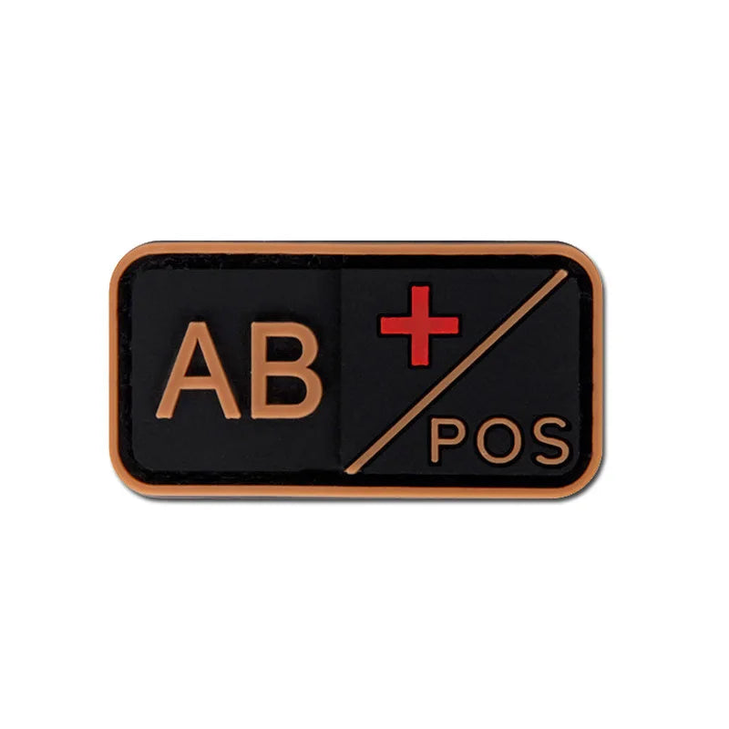 Patch Groupe Sanguin 3D PVC – A B AB O Rh + / - – Écusson Tactique Militaire Hook & Loop 5×2,5 cm - BLACKBEARD OUTDOOR INDUSTRIES