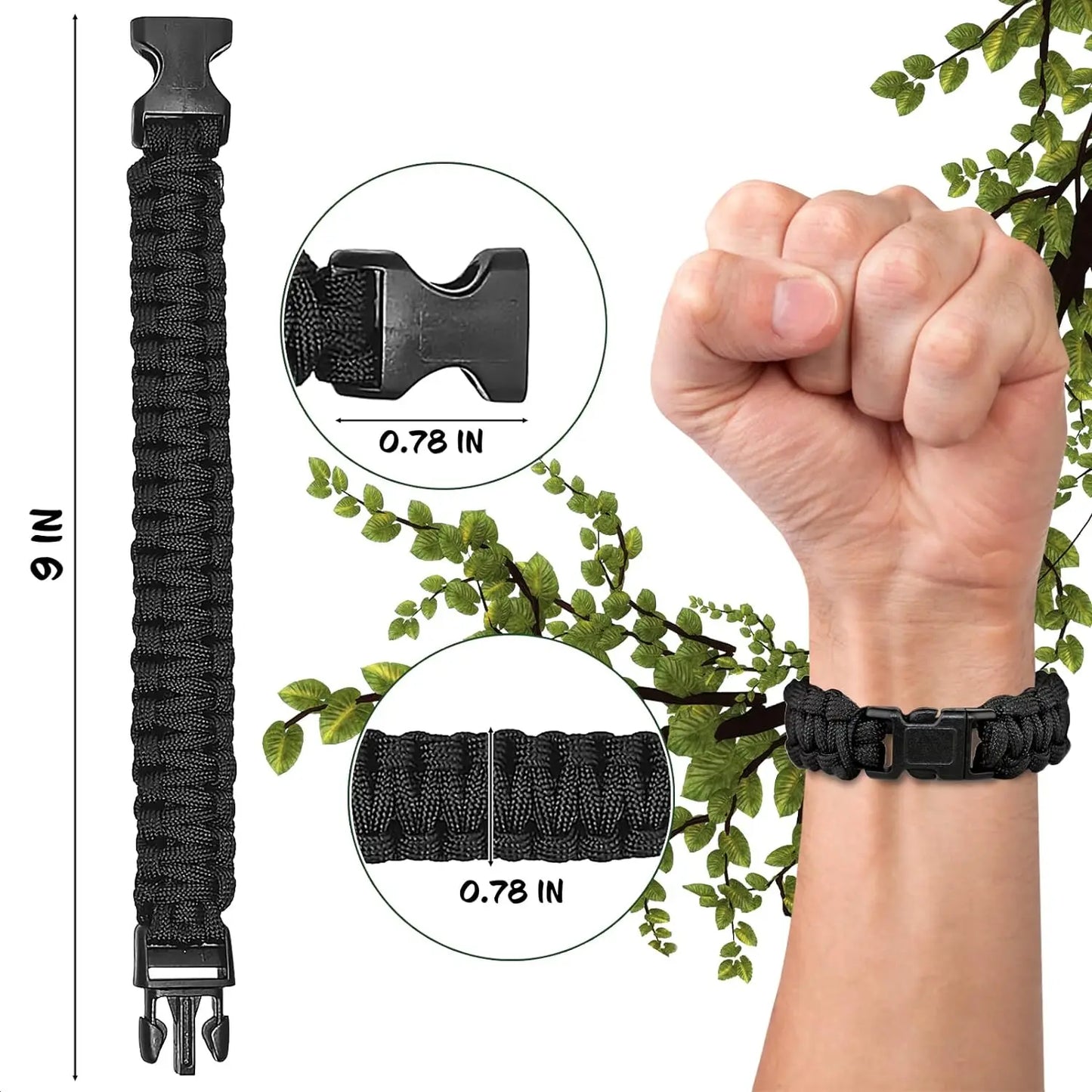 Bracelet Paracorde Tactique 7 Brins – Mode Homme – Corde de Parachute 4 mm – Survie & Urgence – Camping & Randonnée - BLACKBEARD OUTDOOR INDUSTRIES