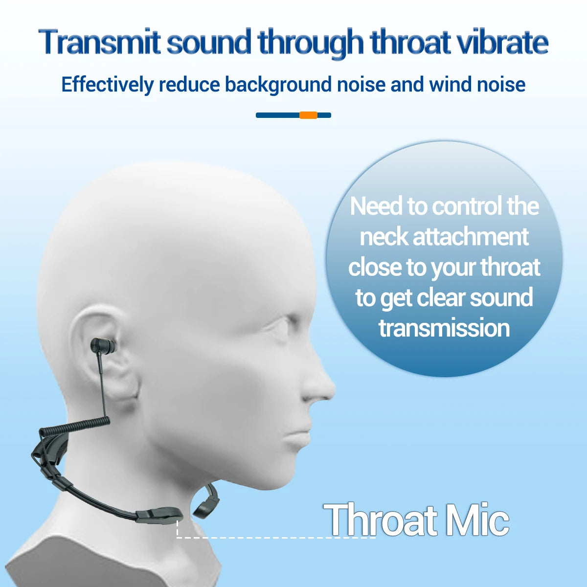 Baofeng Microphone de Gorge Réglable 2Pin avec PTT pour Talkie-Walkie - BLACKBEARD OUTDOOR INDUSTRIES