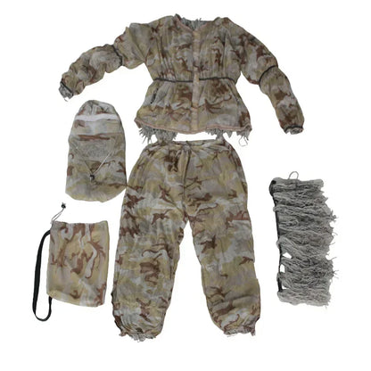 Ghillie Suit 3D Camouflage Feuilles 5 Pièces – Chasse, Airsoft, Sniper | Woodland, Désert, Neige