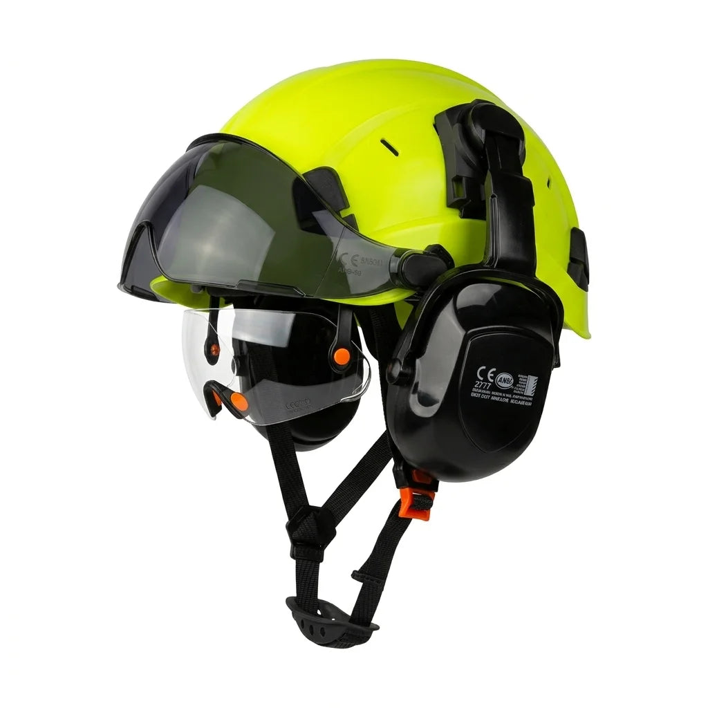 Casque de Sécurité ABS Pompier & Sauvetage — Visière, Cache-Oreilles CE/ANSI - BLACKBEARD OUTDOOR INDUSTRIES