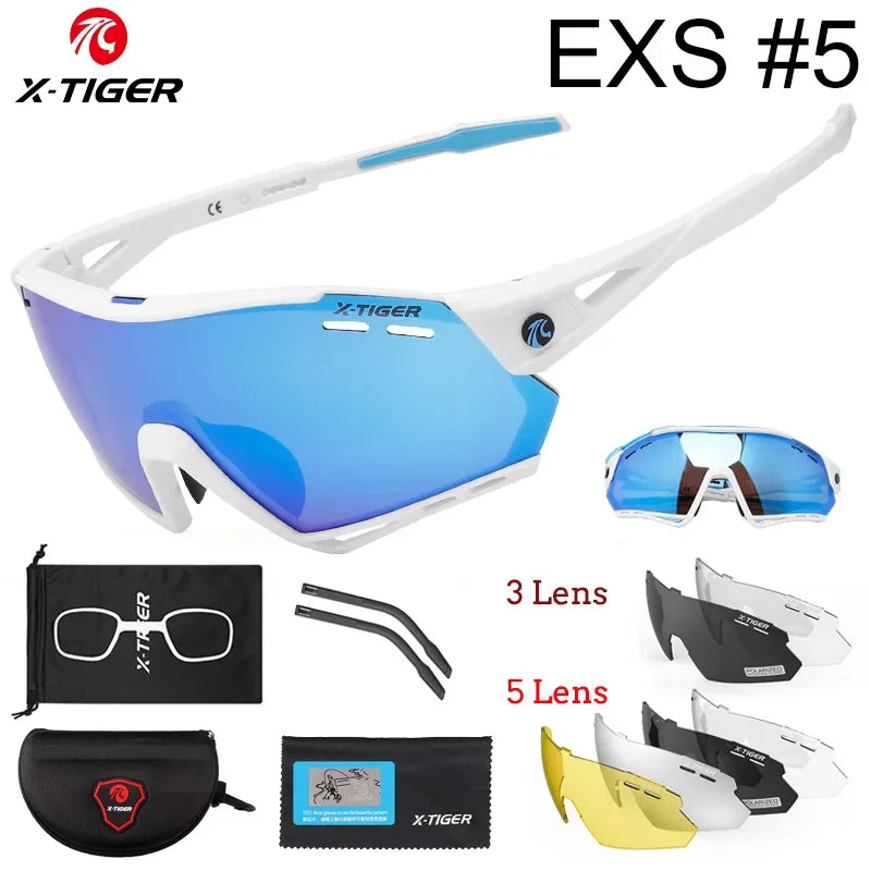 X-TIGER Lunettes de Cyclisme 5 Verres – UV400, Polarisées – Pour Vélo, Running, Pêche & Sports Extérieurs - BLACKBEARD OUTDOOR INDUSTRIES