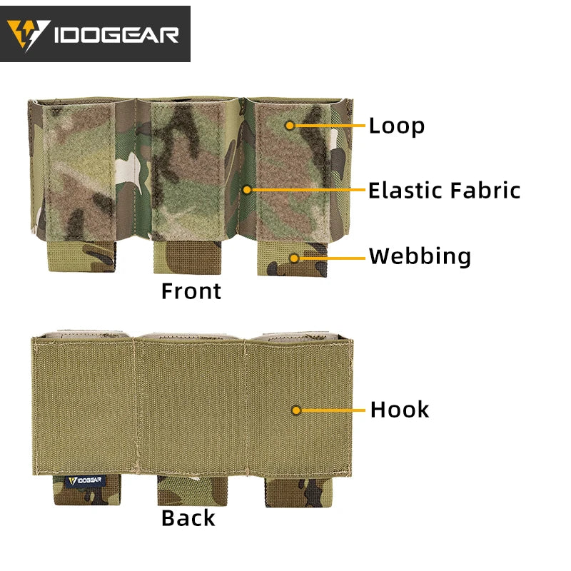 Poche à Chargeurs Tactique 5.56 Triple IDOGEAR – Modèle DOPE avec Fixation Élastique Hook & Loop - Référence 3598 - BLACKBEARD OUTDOOR INDUSTRIES