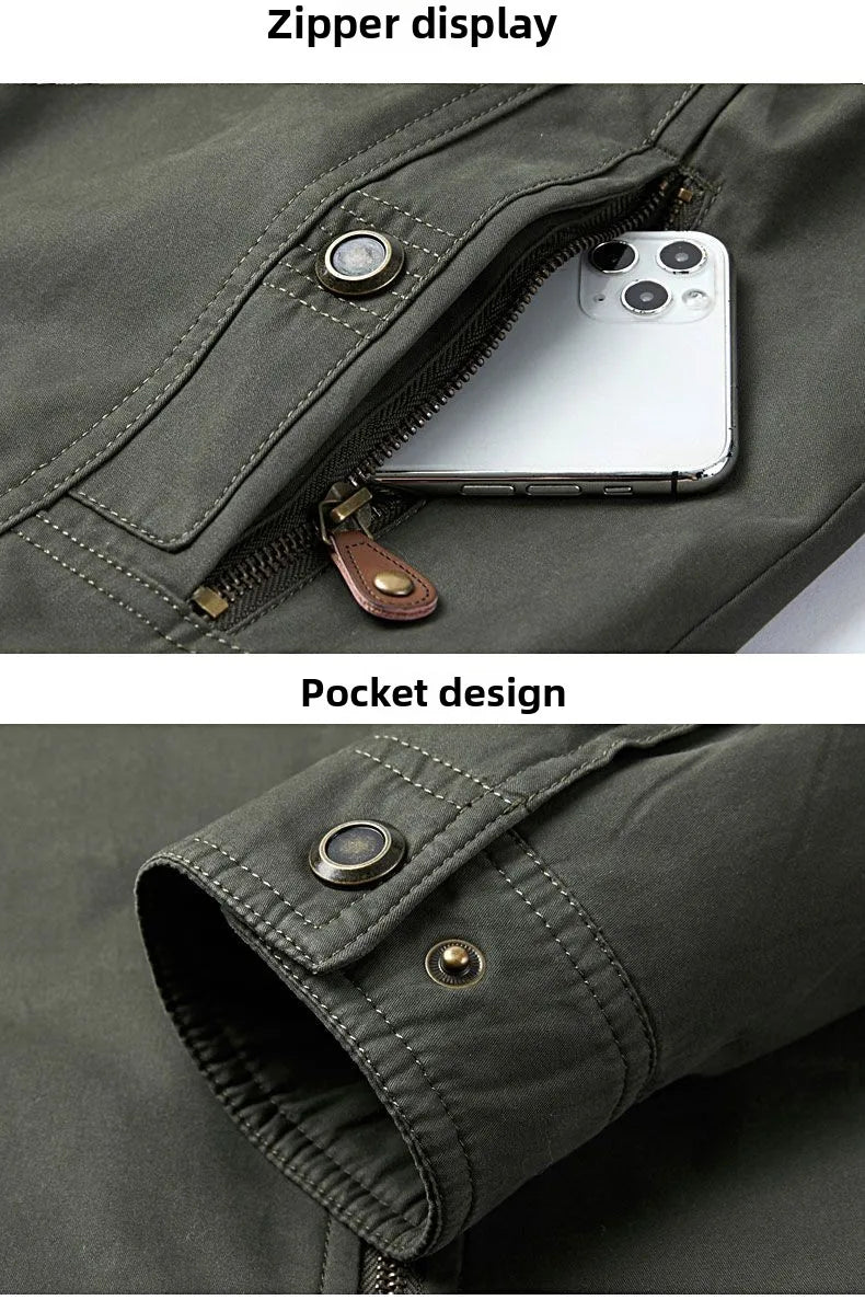 Autumn Winter Men's Cotton Thick Warm Fleece Jackets Stand Collar Fleece Lined Outdoor Workwear Warm Casual Style New Arrival BLACKBEARD OUTDOOR INDUSTRIES