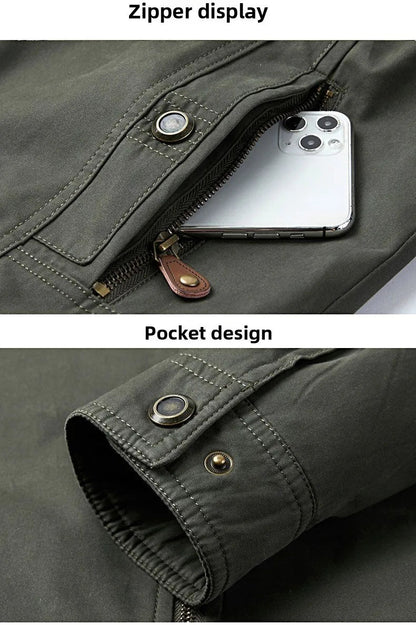 Autumn Winter Men's Cotton Thick Warm Fleece Jackets Stand Collar Fleece Lined Outdoor Workwear Warm Casual Style New Arrival BLACKBEARD OUTDOOR INDUSTRIES