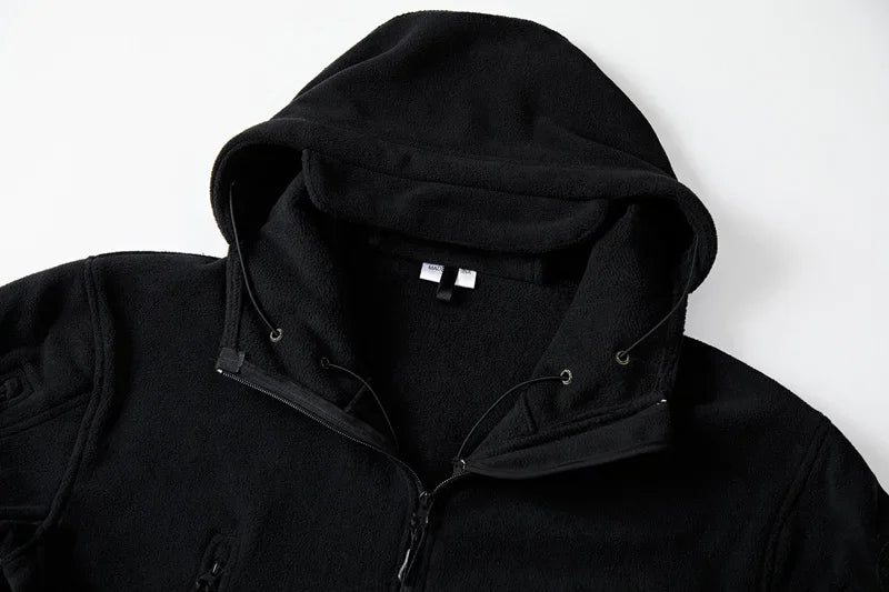 Veste Polaire Tactique Homme à Capuche - Chaude et Coupe-Vent, Hiver